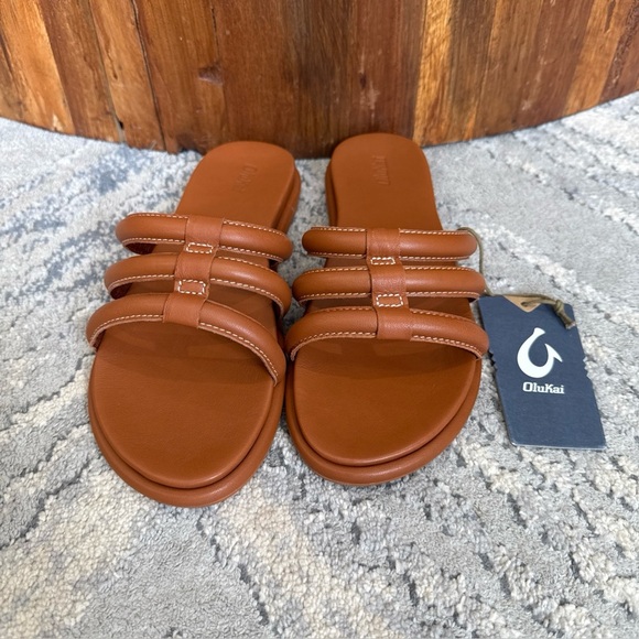 OLUKAI Tiare Women's Slide Sandals Premium Leather & Stylish Fox/Fox size 10 - Picture 1 of 9